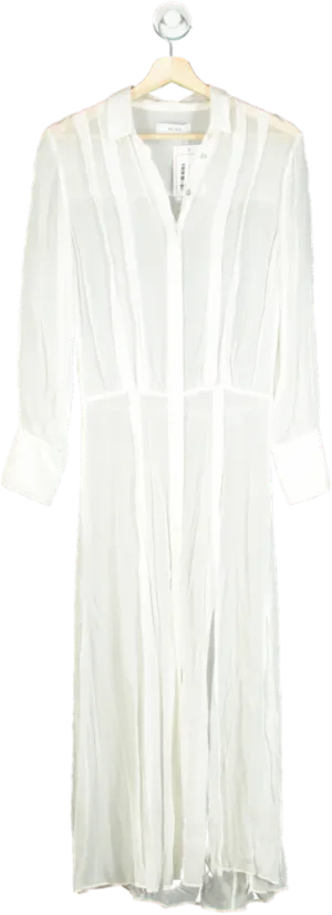 Reiss White Long Sleeve Shirt Dress UK 4