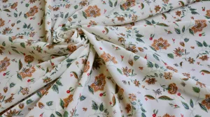 REMNANT 0.60m x 1.50m - CHIFFON FABRIC - Dianthus flower design - 10% Give/Stretch
