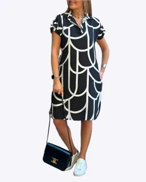Rhonwen - Chic Geometric Woman's Dress
