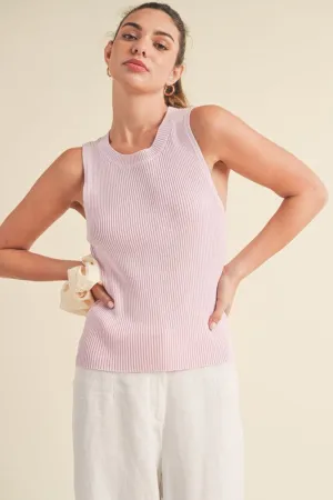 Ribbed Round Neck Knit Tank