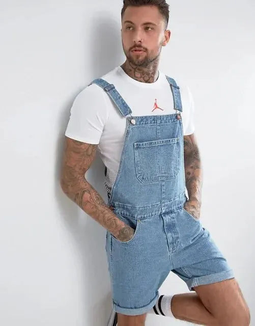 Robuste Jeans Herren-Sommer-Denim-Overalls mit verstellbaren Trägern
