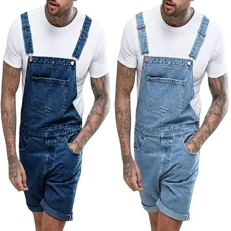 Robuste Jeans Herren-Sommer-Denim-Overalls mit verstellbaren Trägern