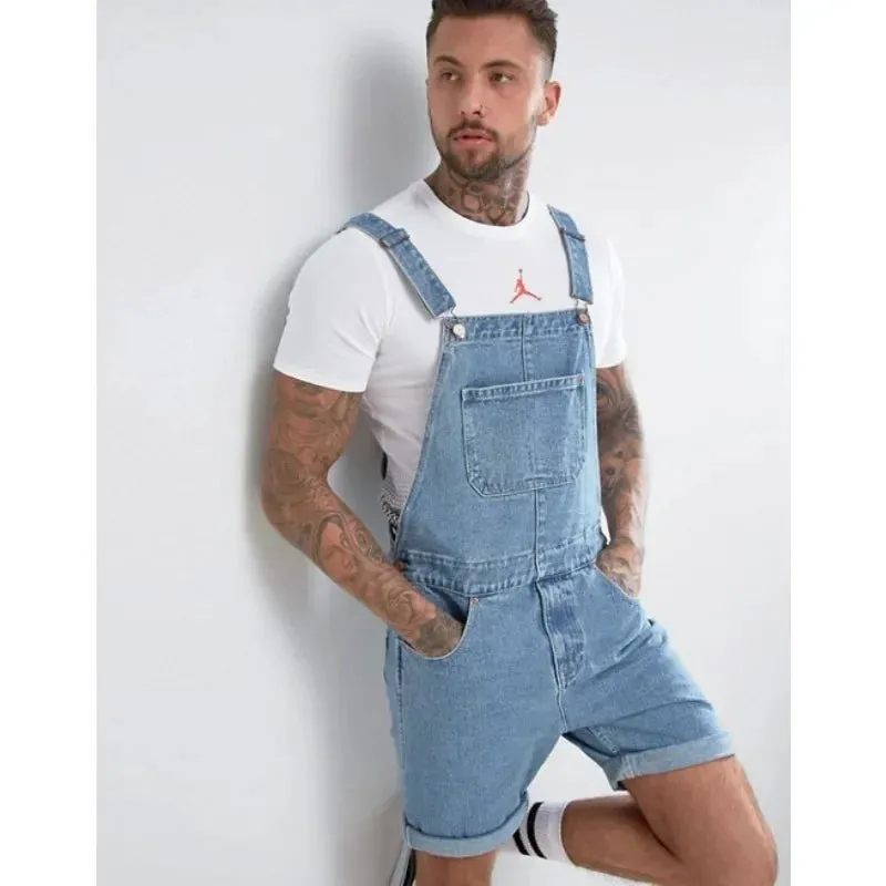 Robuste Jeans Herren-Sommer-Denim-Overalls mit verstellbaren Trägern