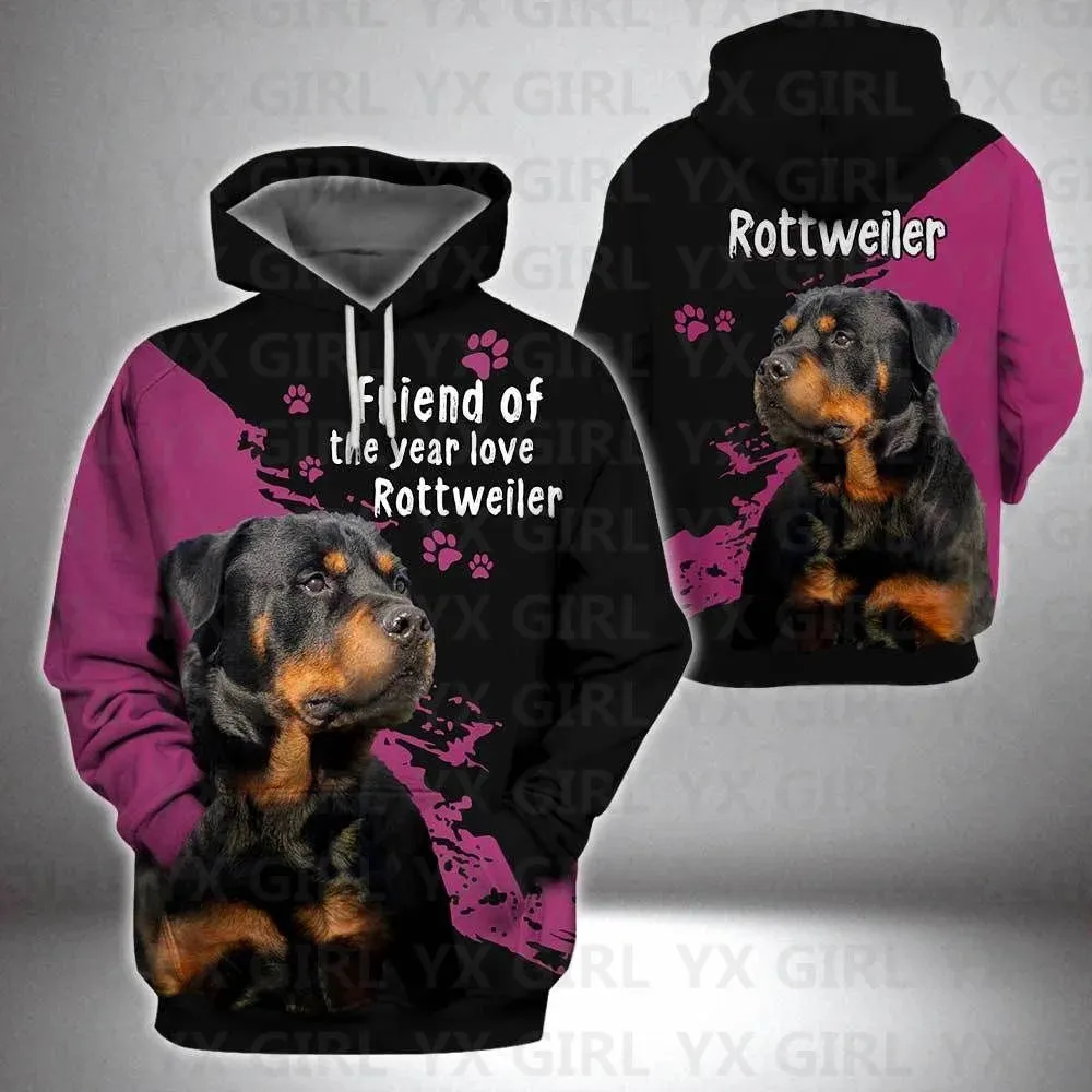 Rottweiler/German Shepherd/Cane Corso 3D All Over Printed Hoodies Women's For Men Pullovers Street Tracksuit Love Dog Gift