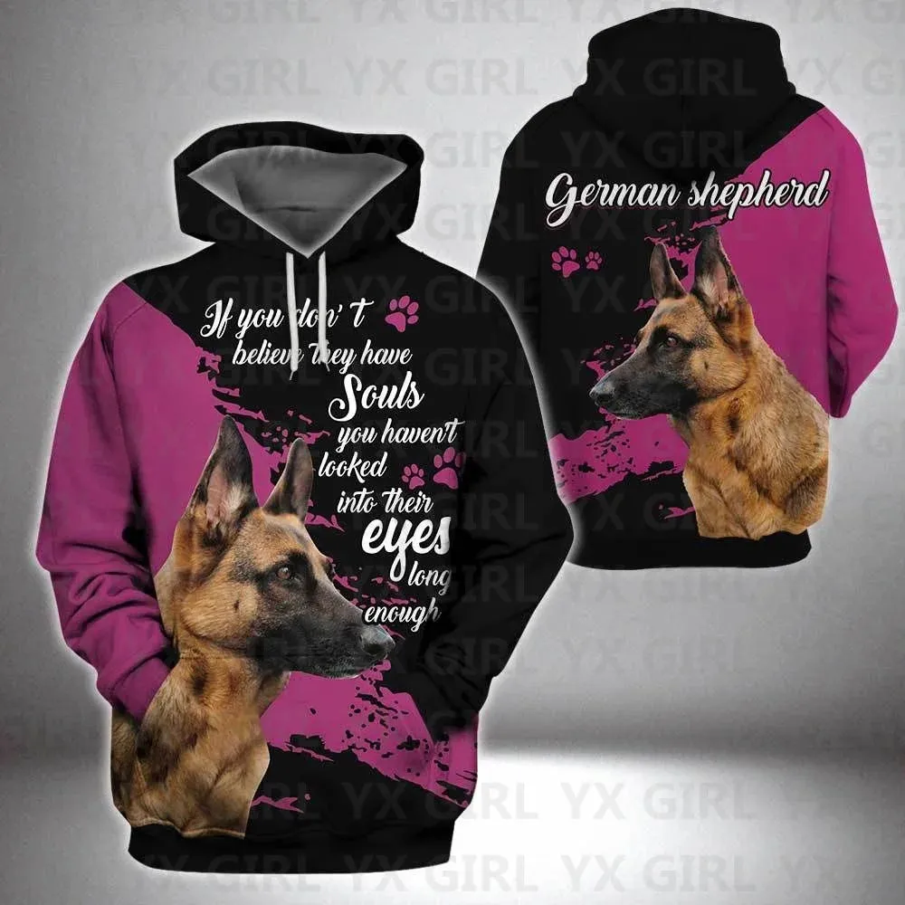 Rottweiler/German Shepherd/Cane Corso 3D All Over Printed Hoodies Women's For Men Pullovers Street Tracksuit Love Dog Gift