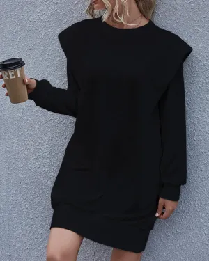 Round Neck Shoulder Pads Bodycon Mini Dresses