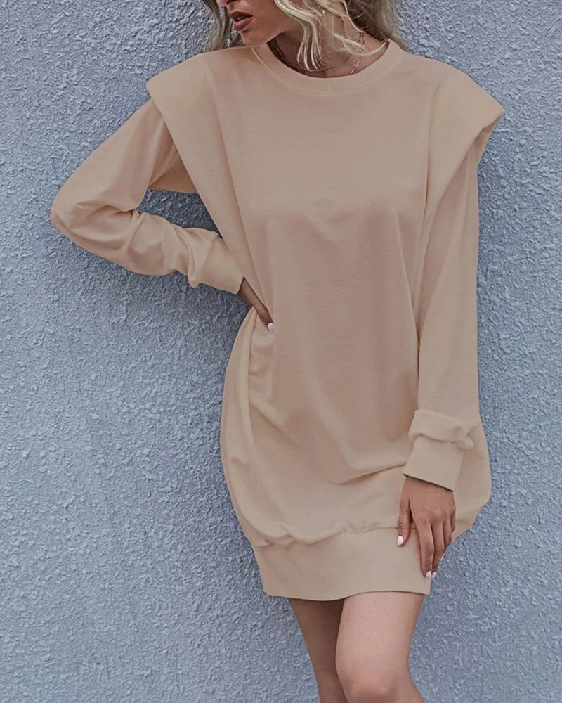 Round Neck Shoulder Pads Bodycon Mini Dresses