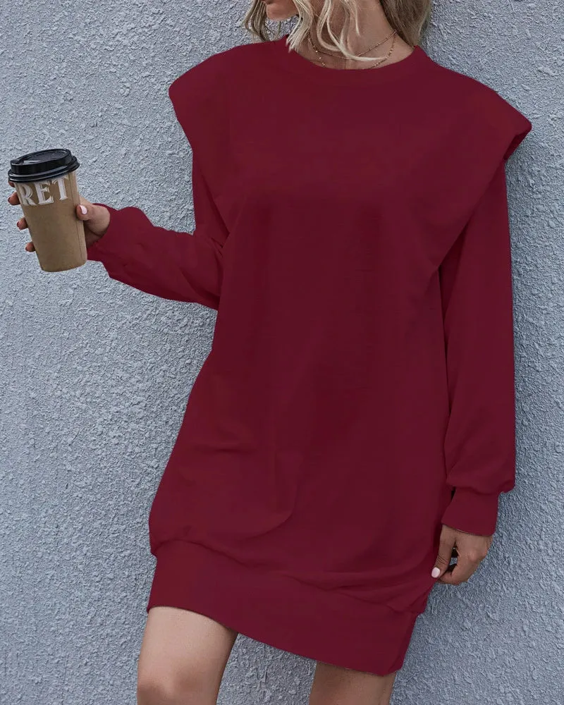 Round Neck Shoulder Pads Bodycon Mini Dresses