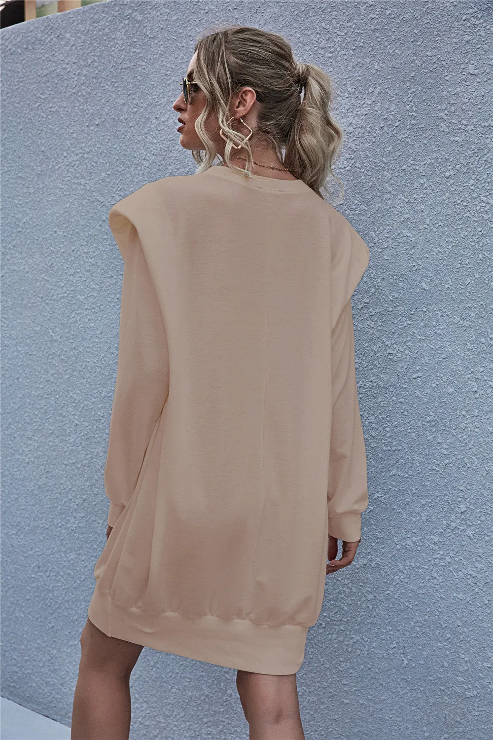 Round Neck Shoulder Pads Bodycon Mini Dresses