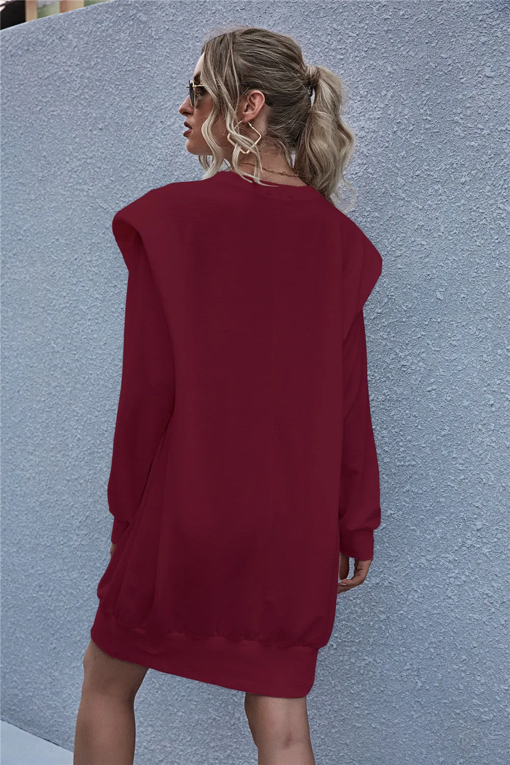 Round Neck Shoulder Pads Bodycon Mini Dresses