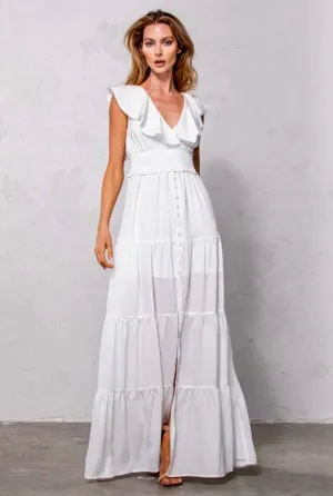 ROZANA SHORT RUFFLE SLEEVE MAXI DRESS