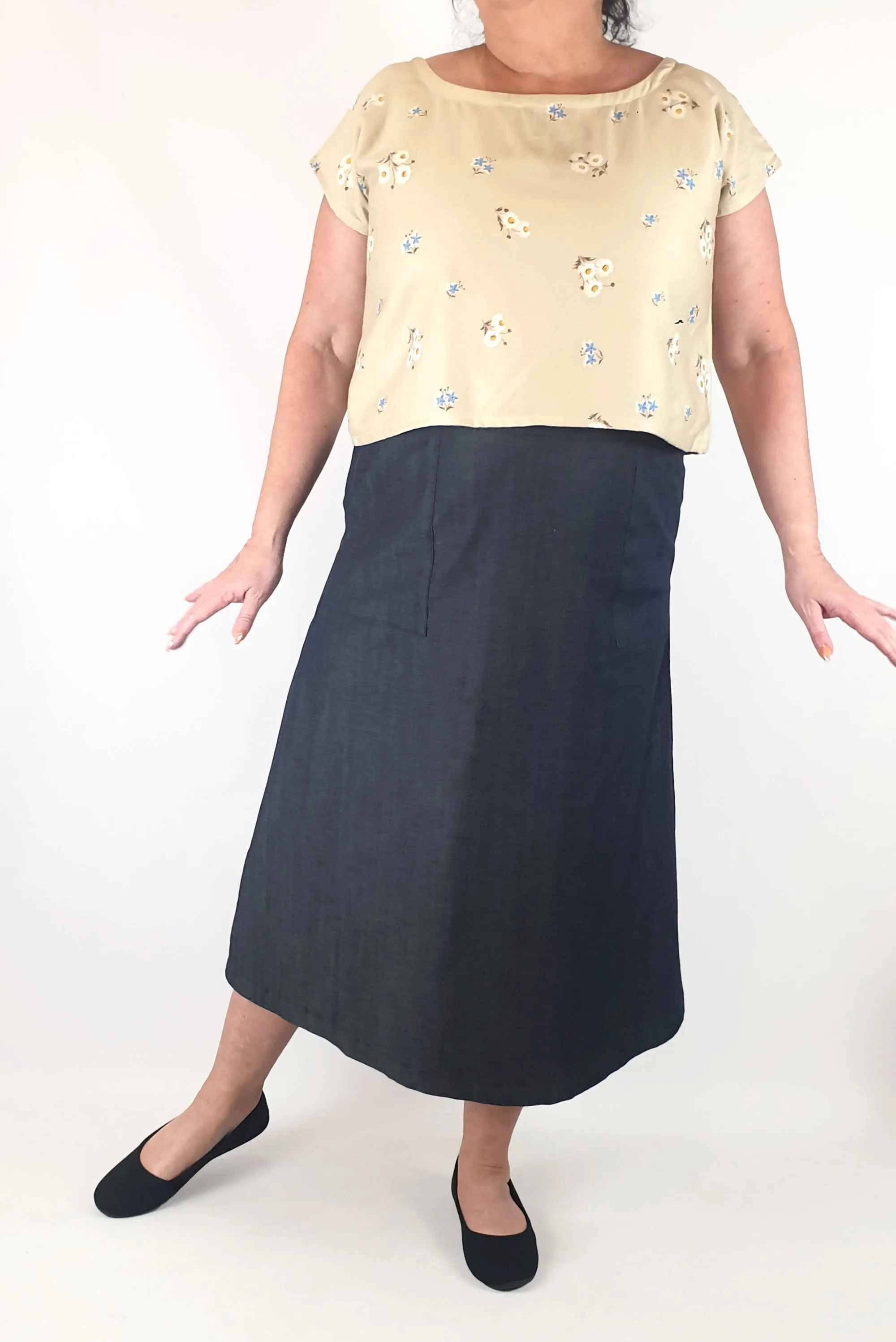Rummage style cream print top size 16