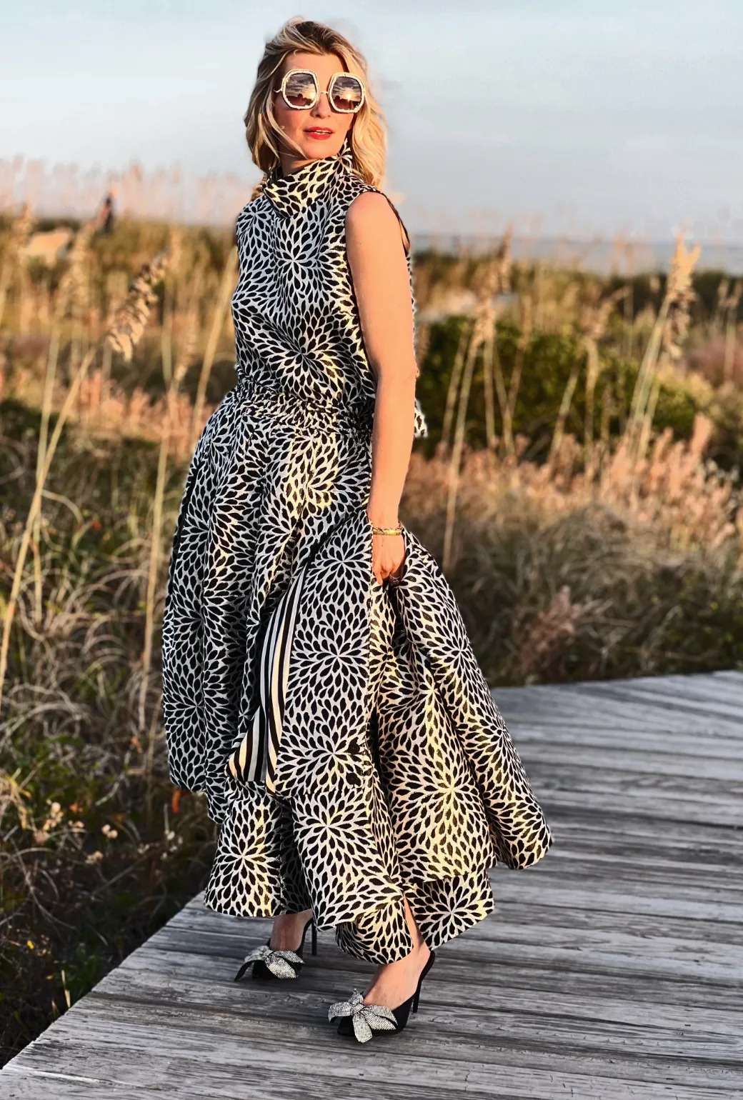 SAMPLE - Polly Party Skirt - Black & Silver Brocade