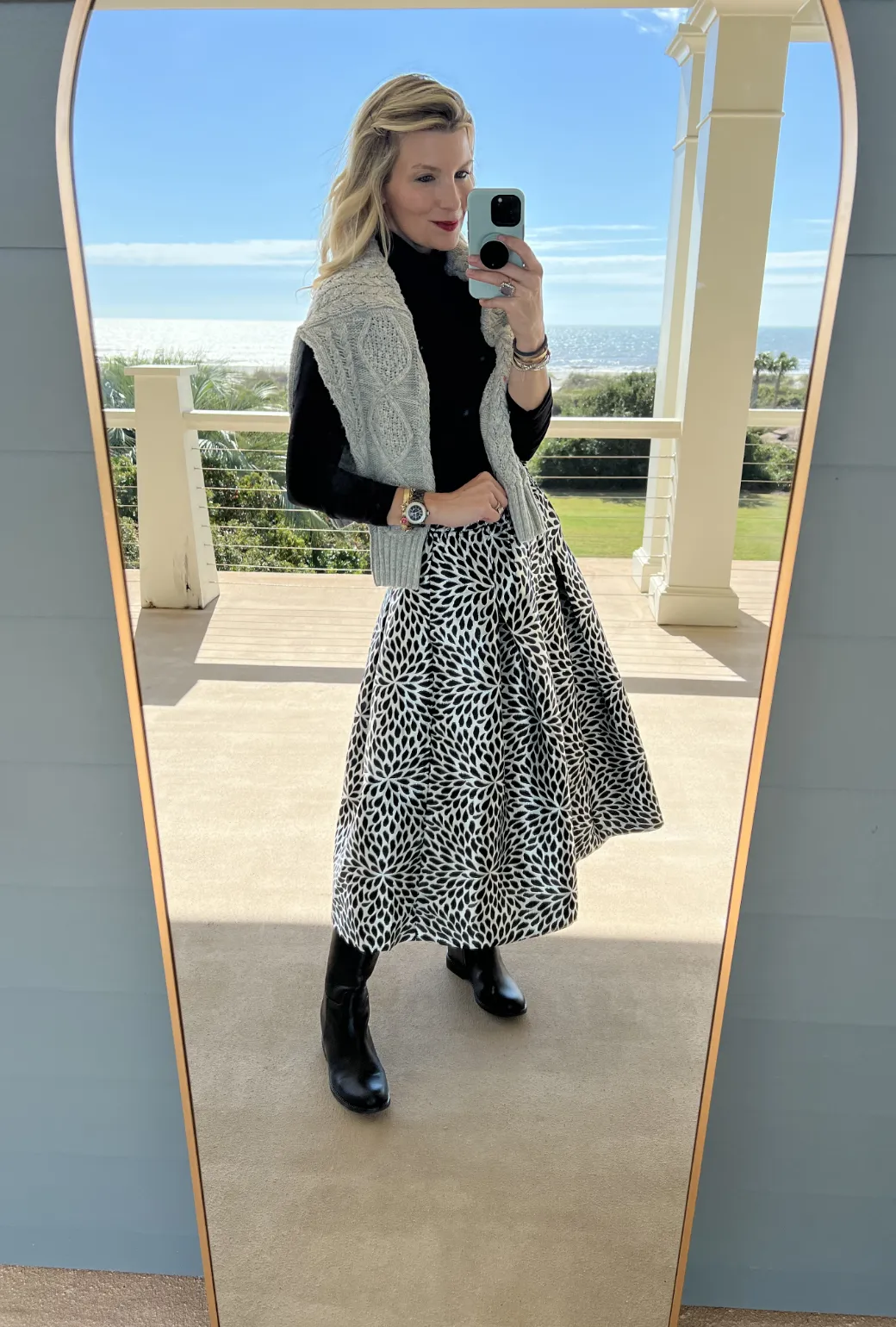 SAMPLE - Polly Party Skirt - Black & Silver Brocade