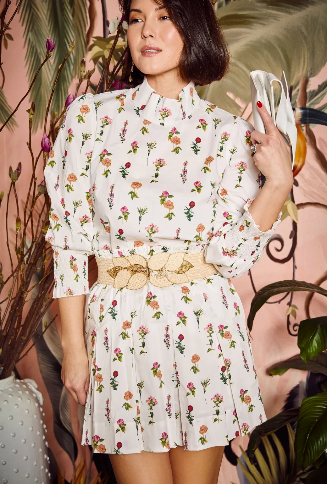SAMPLE Smocked Waist MINI Skirt - Bouquet