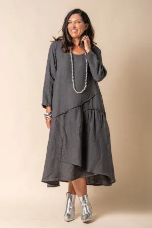 Sandee Linen Dress in Granite