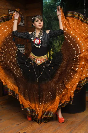 Senoritas skirt mustard brown black with padma border