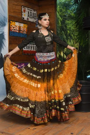 Senoritas skirt mustard brown with padma border WLS