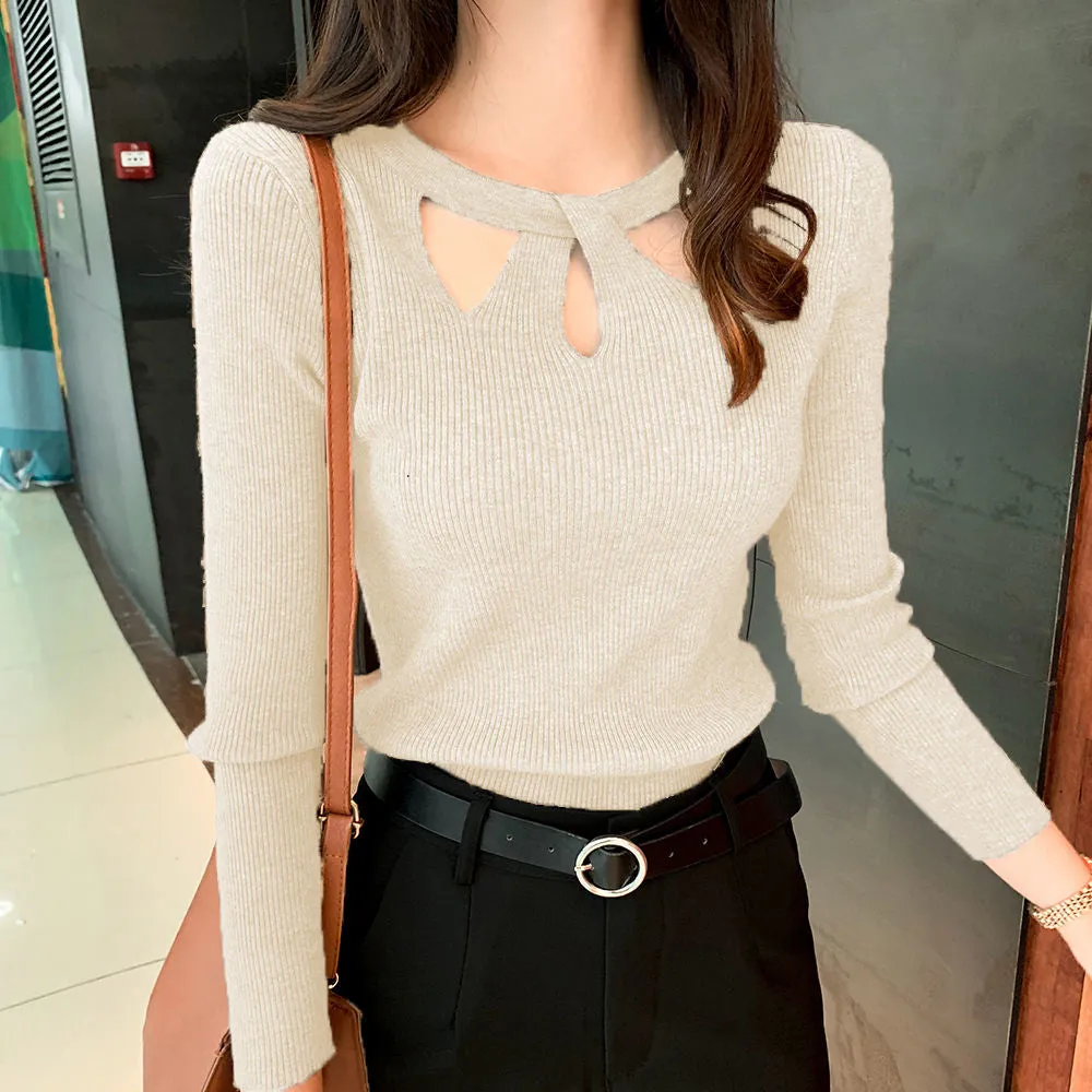 Sexy Hollow Out Slim Stretchy Sweater