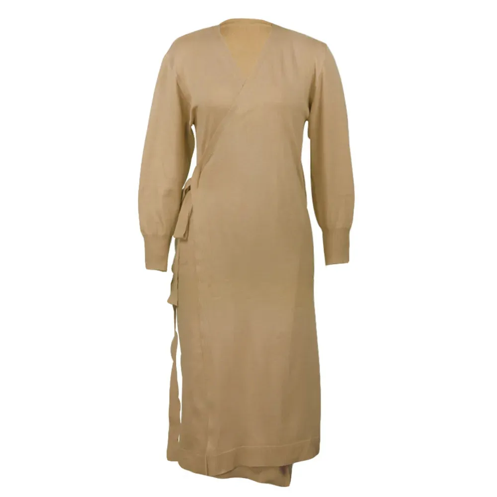 Simplee Casual V-Neck Knitted Home Style Fashion Tube Dress