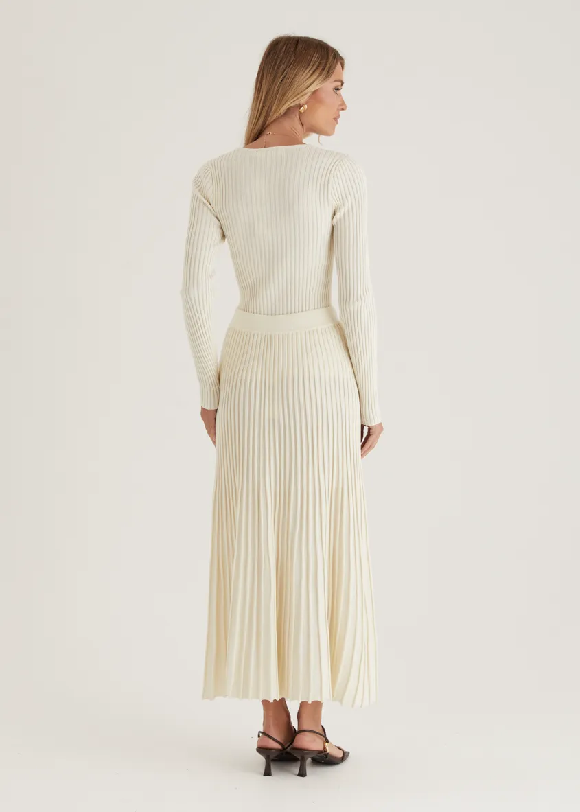 Skylee Knit Maxi Skirt - Cream