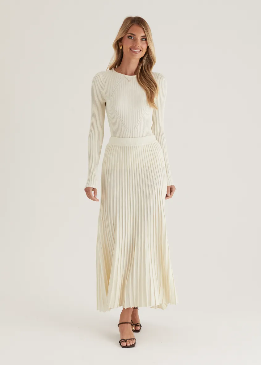 Skylee Knit Maxi Skirt - Cream
