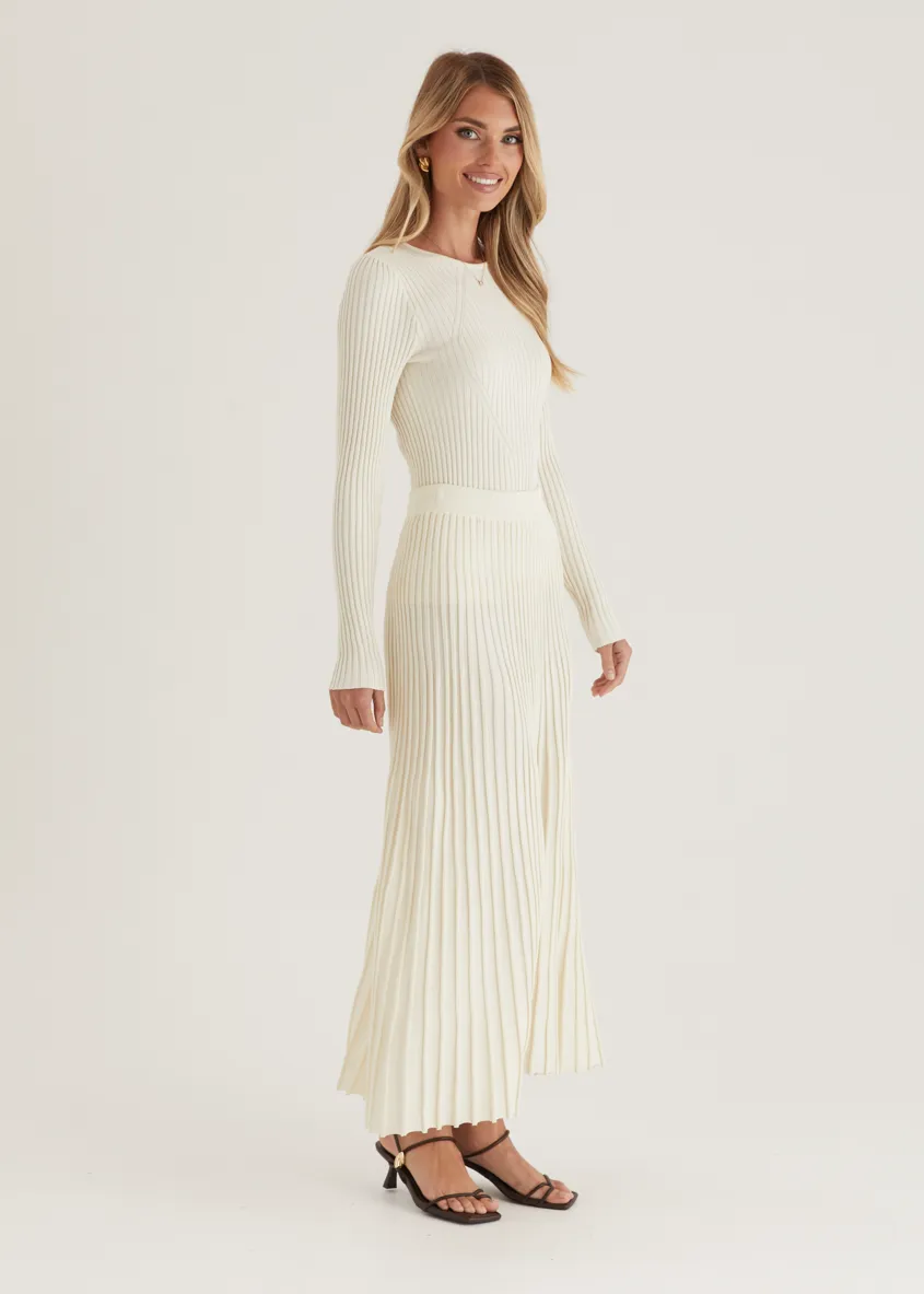 Skylee Knit Maxi Skirt - Cream