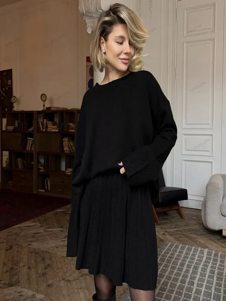 Solid Color Pullover Set