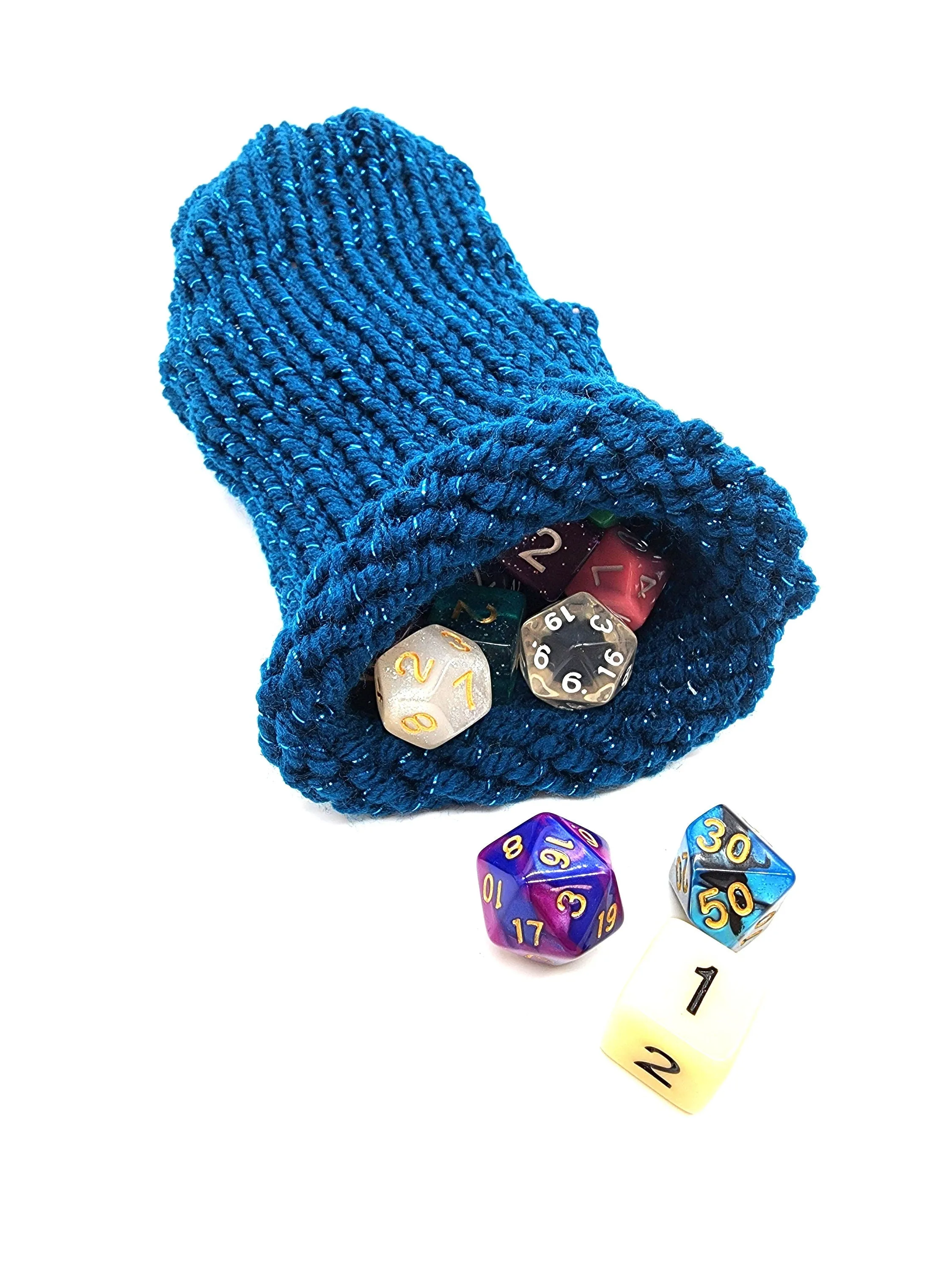 Sparkly Teal Drawstring DND Dice Bag