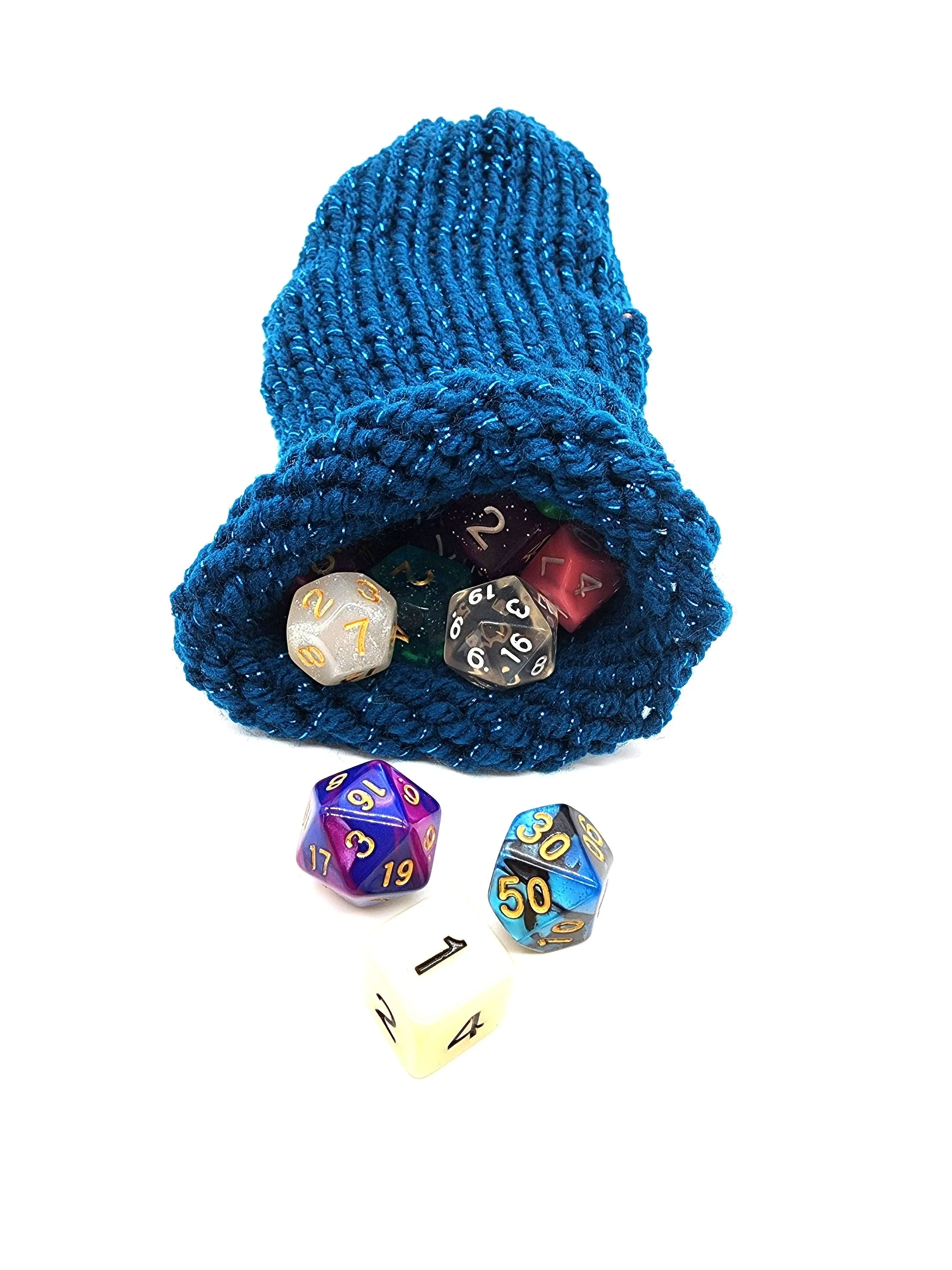 Sparkly Teal Drawstring DND Dice Bag
