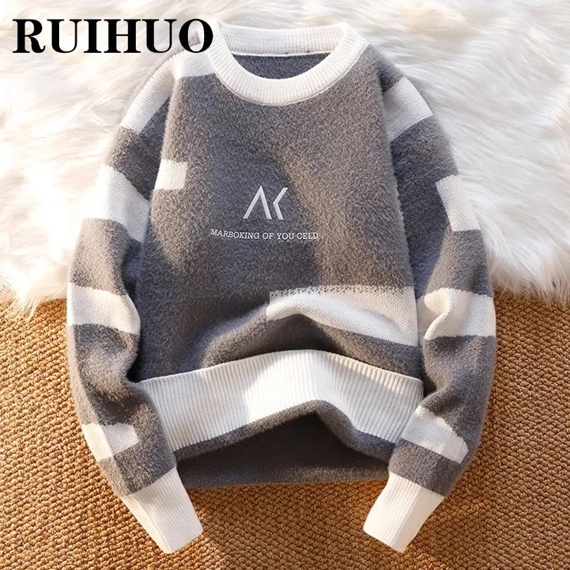 Striped Sweater Men Fashion Hip Hop Streetwear Mens Sweater Clothes Pull Harajuku 2XL 2023 New Arrivals