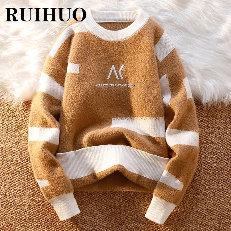 Striped Sweater Men Fashion Hip Hop Streetwear Mens Sweater Clothes Pull Harajuku 2XL 2023 New Arrivals