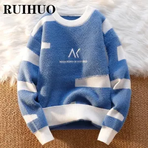 Striped Sweater Men Fashion Hip Hop Streetwear Mens Sweater Clothes Pull Harajuku 2XL 2023 New Arrivals