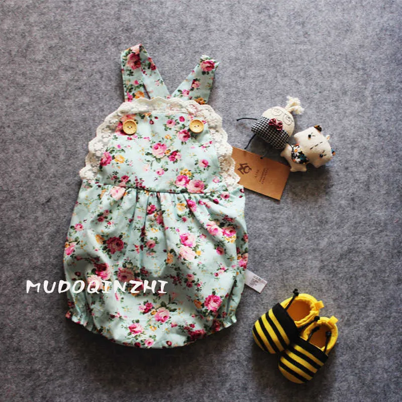 Summer Baby Floral Romper Baby Girl Cotton Sleeveless Lace Rompers Baby Jumpsuit Infantil born Baby Clothes