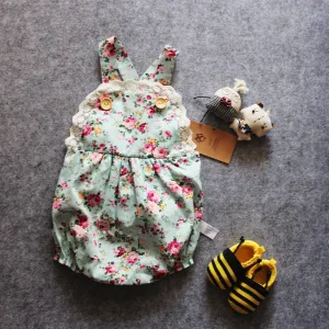 Summer Baby Floral Romper Baby Girl Cotton Sleeveless Lace Rompers Baby Jumpsuit Infantil born Baby Clothes
