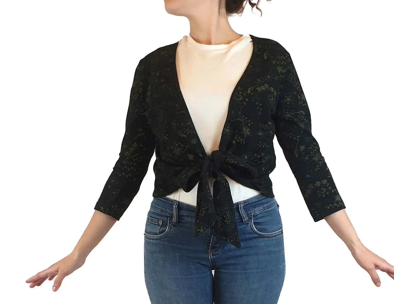 Surface Art black print cropped long sleeve cardigan size S