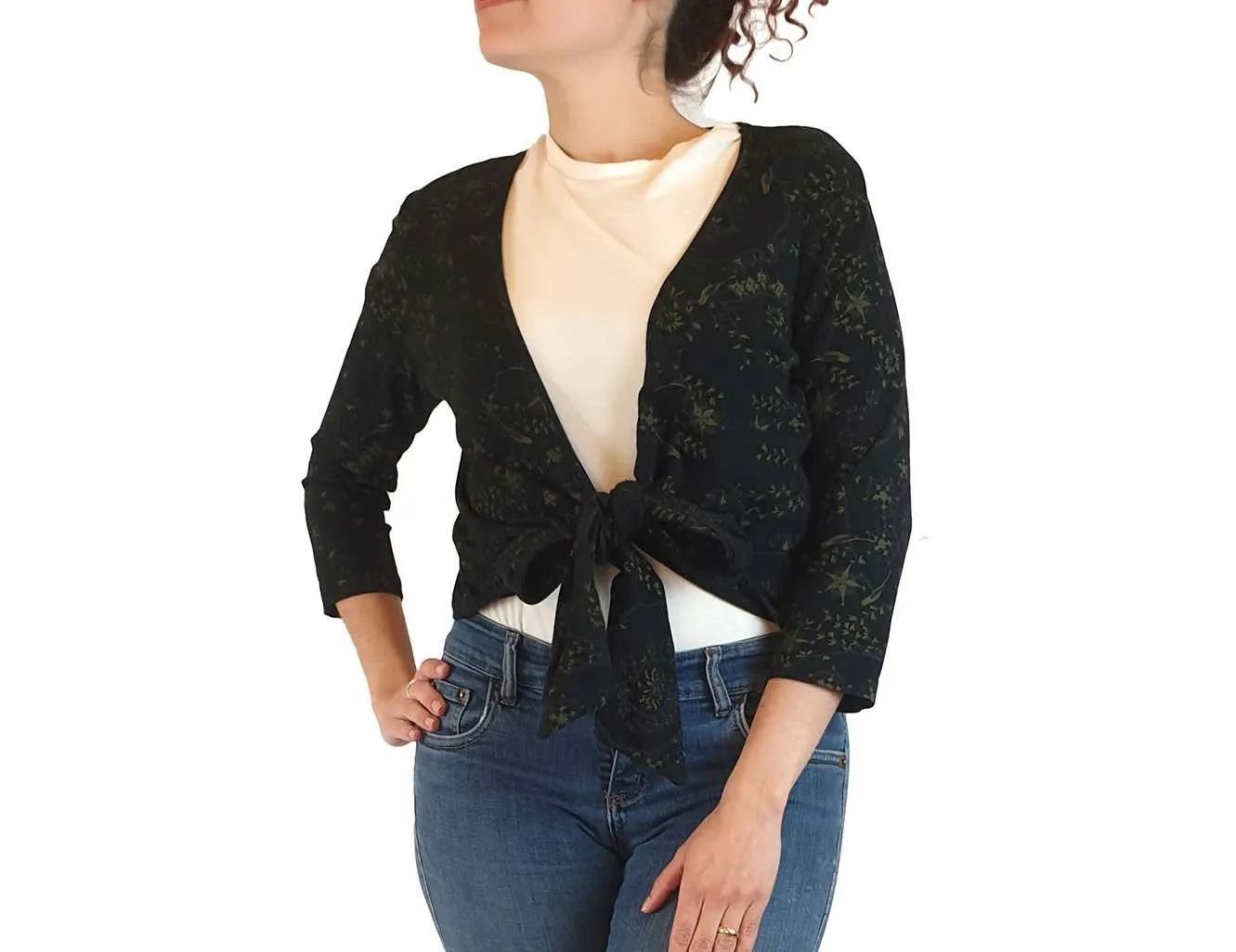 Surface Art black print cropped long sleeve cardigan size S