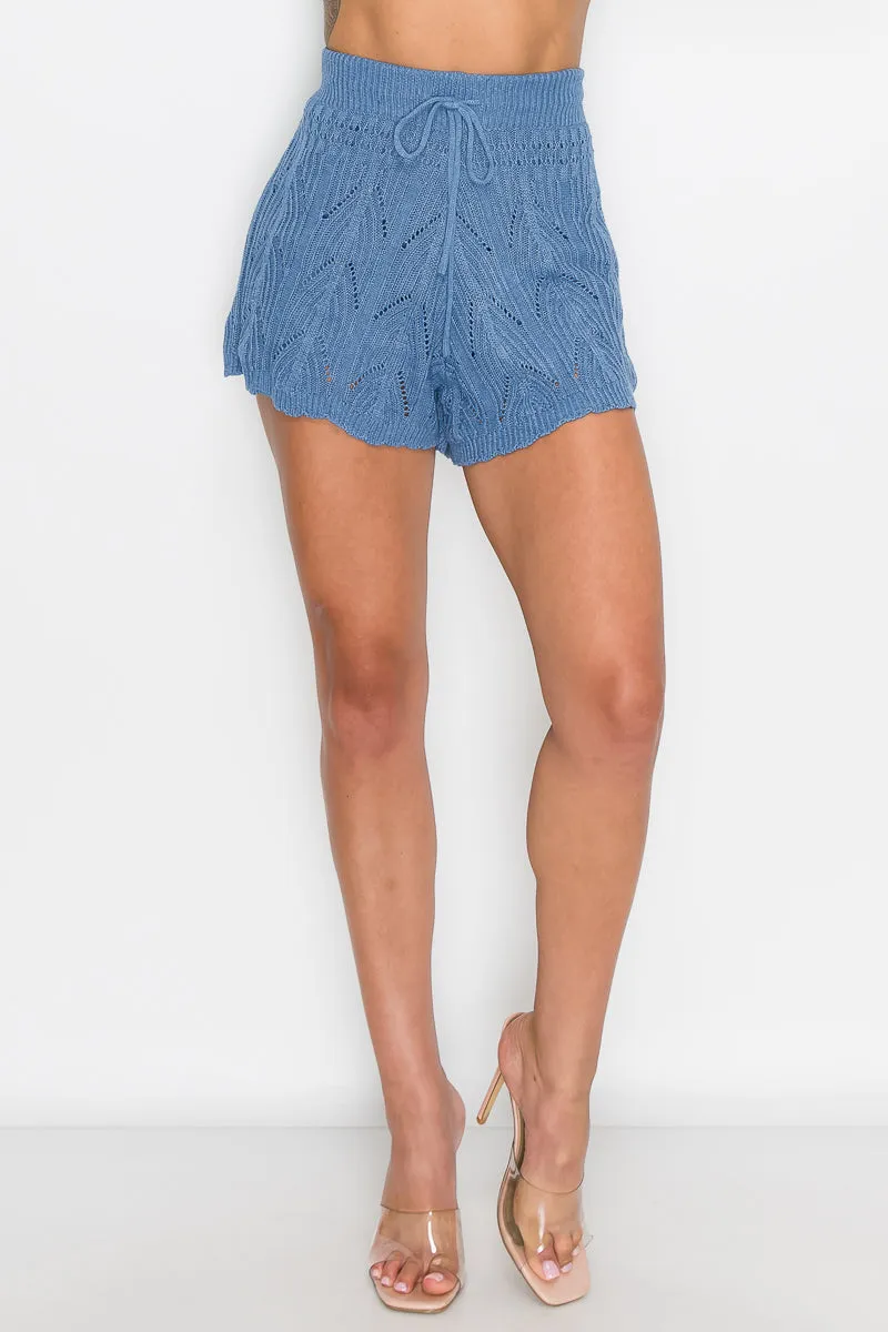 Sweater Knitted Top & Shorts Set