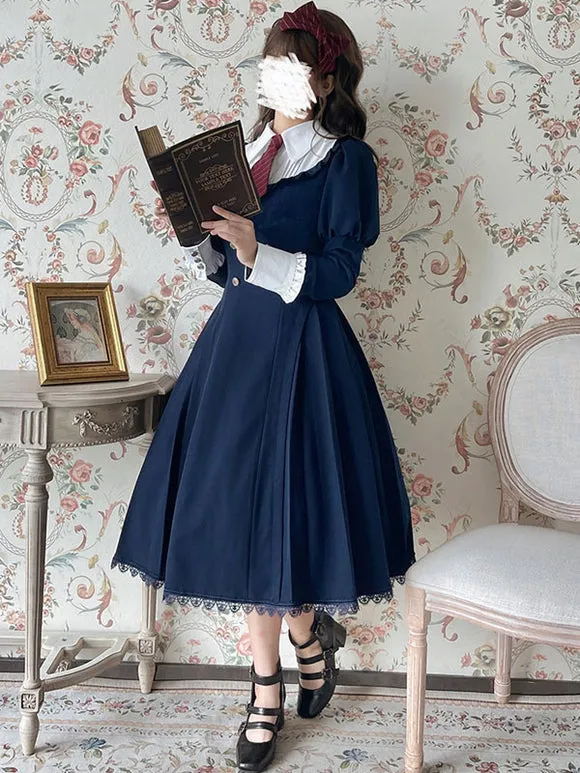 Sweet Lolita Dress Polyester Long Sleeves Ruffles Dress