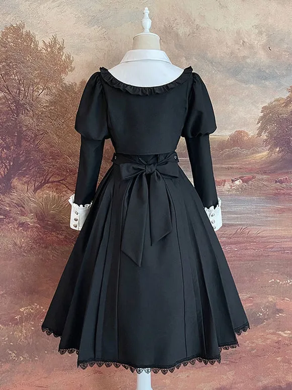 Sweet Lolita Dress Polyester Long Sleeves Ruffles Dress