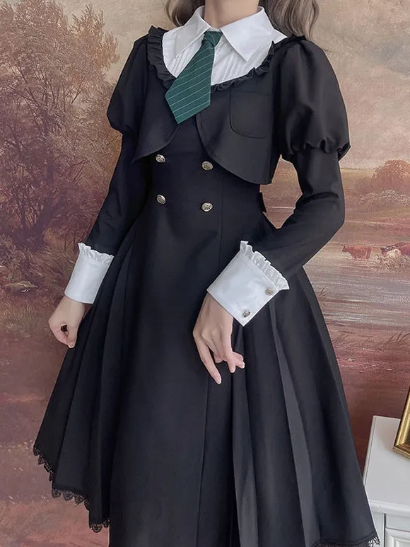 Sweet Lolita Dress Polyester Long Sleeves Ruffles Dress