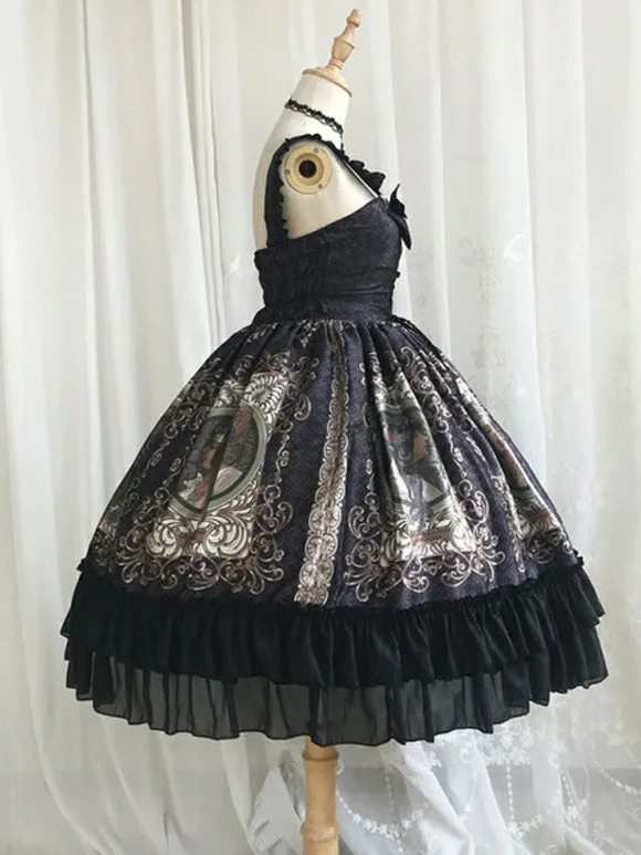 Sweet Lolita JSK Dress Polyester Sleeveless Ruffles Sweet Dress Lolita Jumper Dress