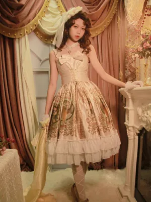 Sweet Lolita JSK Dress Polyester Sleeveless Ruffles Sweet Dress Lolita Jumper Dress