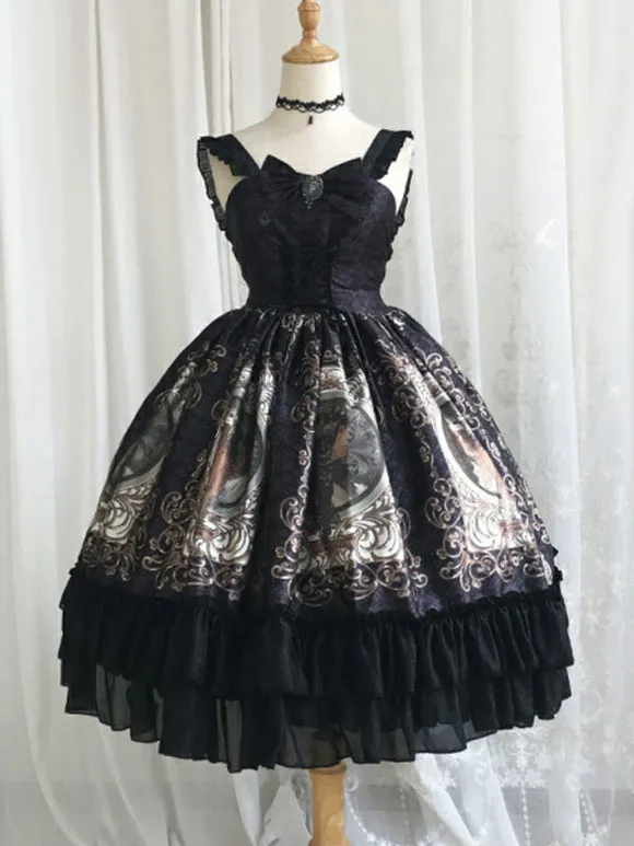 Sweet Lolita JSK Dress Polyester Sleeveless Ruffles Sweet Dress Lolita Jumper Dress