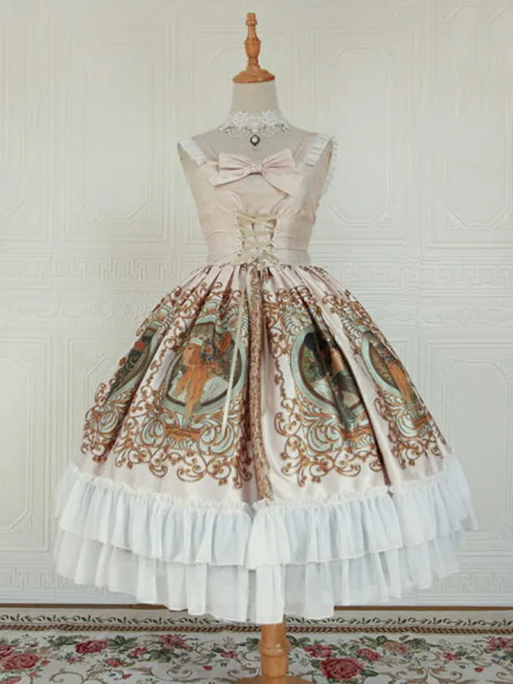 Sweet Lolita JSK Dress Polyester Sleeveless Ruffles Sweet Dress Lolita Jumper Dress