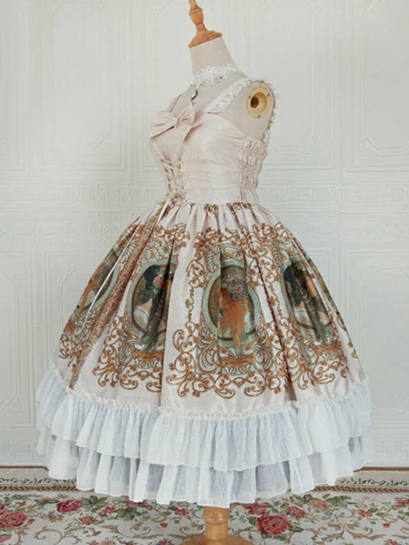 Sweet Lolita JSK Dress Polyester Sleeveless Ruffles Sweet Dress Lolita Jumper Dress