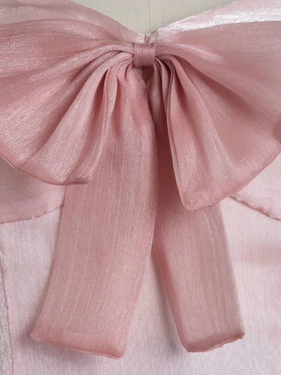 Sweet Lolita OP Dress Polyester Short Sleeves Ruffles Bows Pink Lolita One Piece Dress