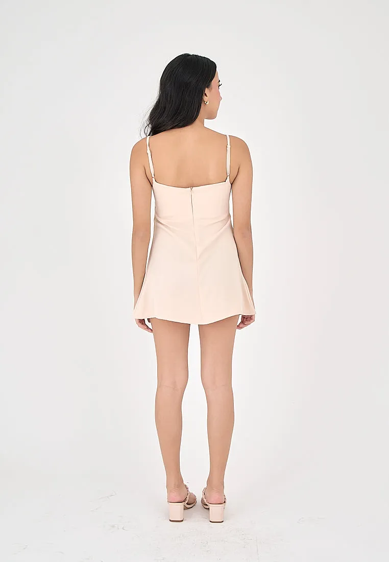 Taja Blush Pink Deep Square Neck Mini Dress