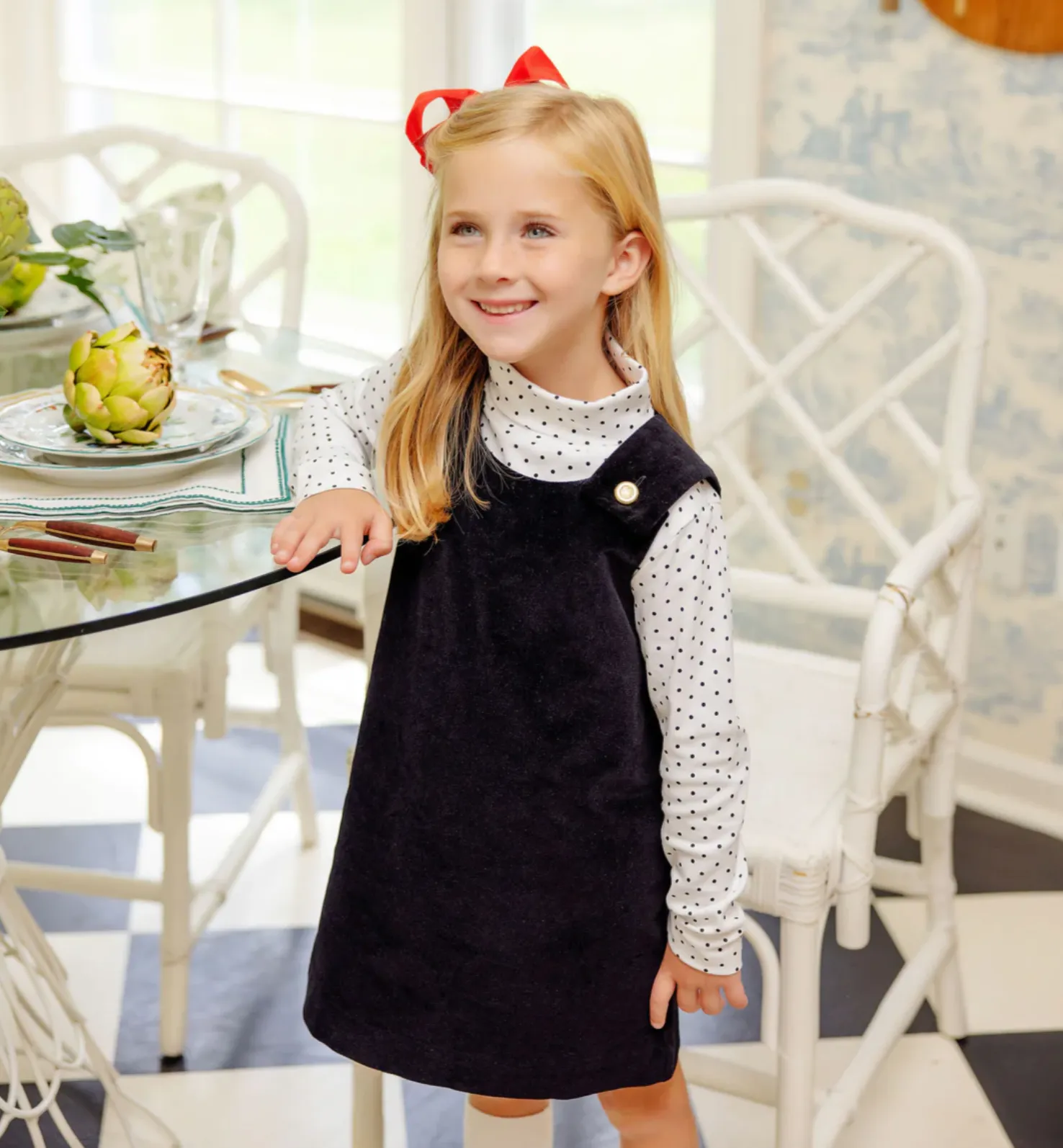 TBBC: Juliet Jumper (Velveteen) Newport Night with Brass Buttons