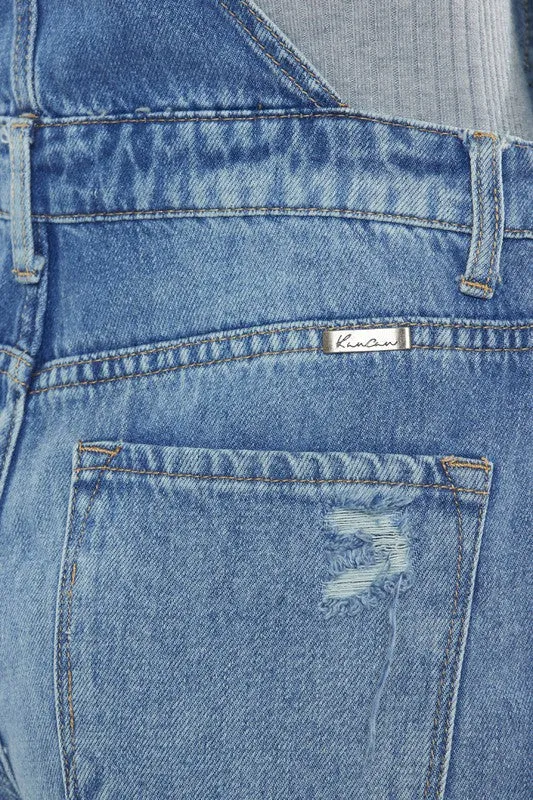 The Melissa Distressed Overall in Medium Wash by Kan Can